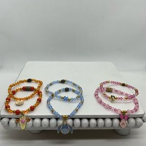 Kids Disney handmade crystal beaded bracelet with Disney character charm
